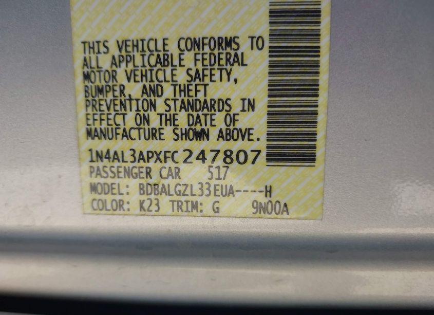 Photo 9 of 2015 Nissan Altima 2.5 S (VIN 1N4AL3APXFC247807)