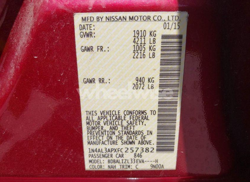 Photo 9 of 2015 Nissan Altima 2.5 SV (VIN 1N4AL3APXFC257382)