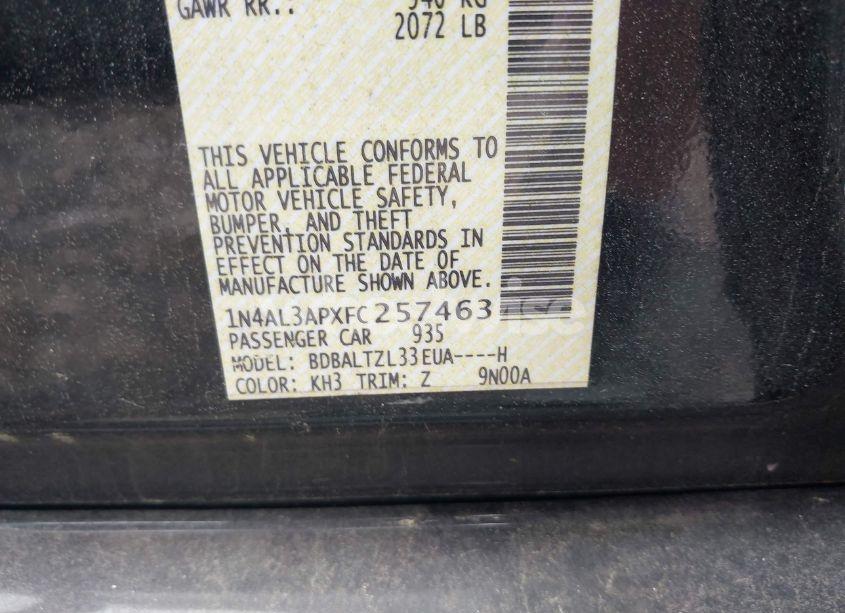 Photo 9 of 2015 Nissan Altima 2.5 SL (VIN 1N4AL3APXFC257463)