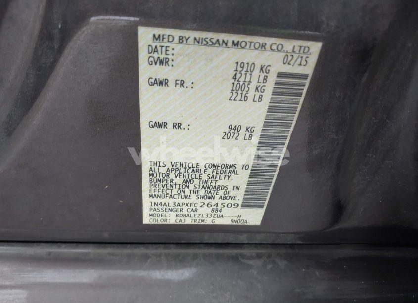 Photo 9 of 2015 Nissan Altima 2.5 S (VIN 1N4AL3APXFC264509)