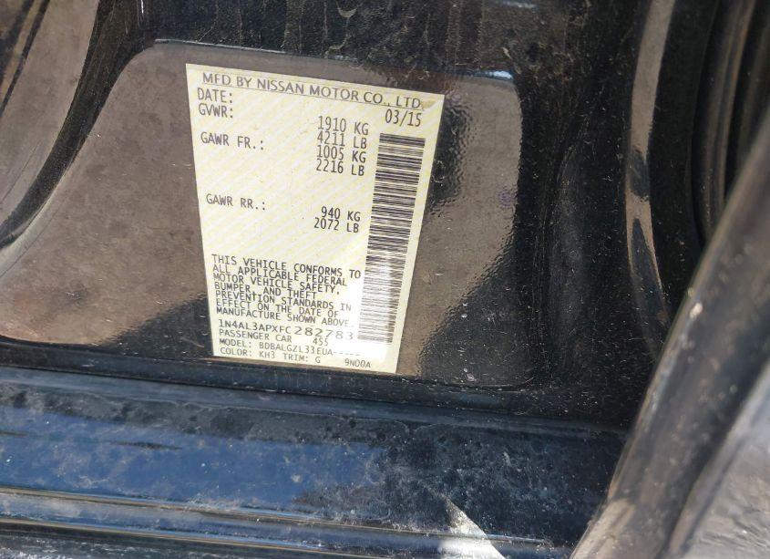 Photo 9 of 2015 Nissan Altima 2.5/2.5 S/2.5 SL/2.5 SV (VIN 1N4AL3APXFC282783)