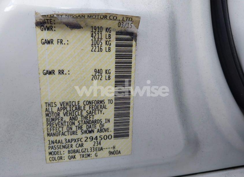 Photo 9 of 2015 Nissan Altima 2.5 S (VIN 1N4AL3APXFC294500)