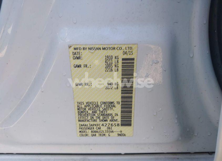 Photo 9 of 2015 Nissan Altima 2.5 S (VIN 1N4AL3APXFC427658)