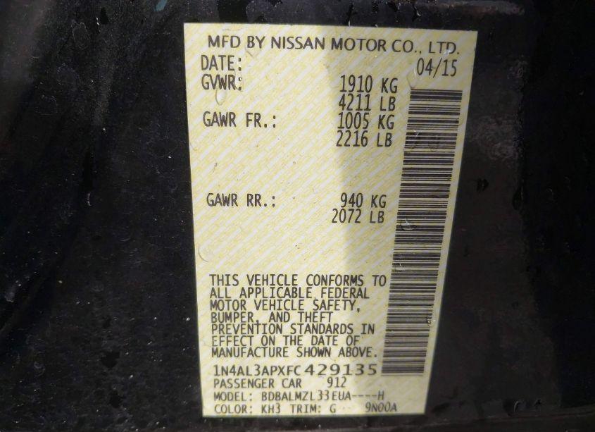 Photo 9 of 2015 Nissan Altima 2.5 SV (VIN 1N4AL3APXFC429135)