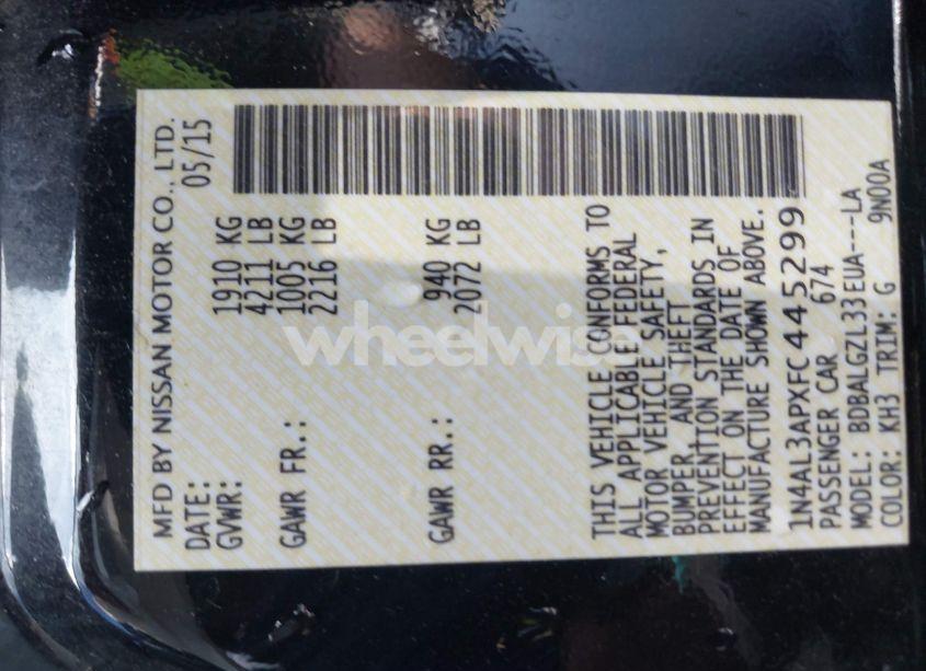 Photo 9 of 2015 Nissan Altima 2.5 S (VIN 1N4AL3APXFC445299)