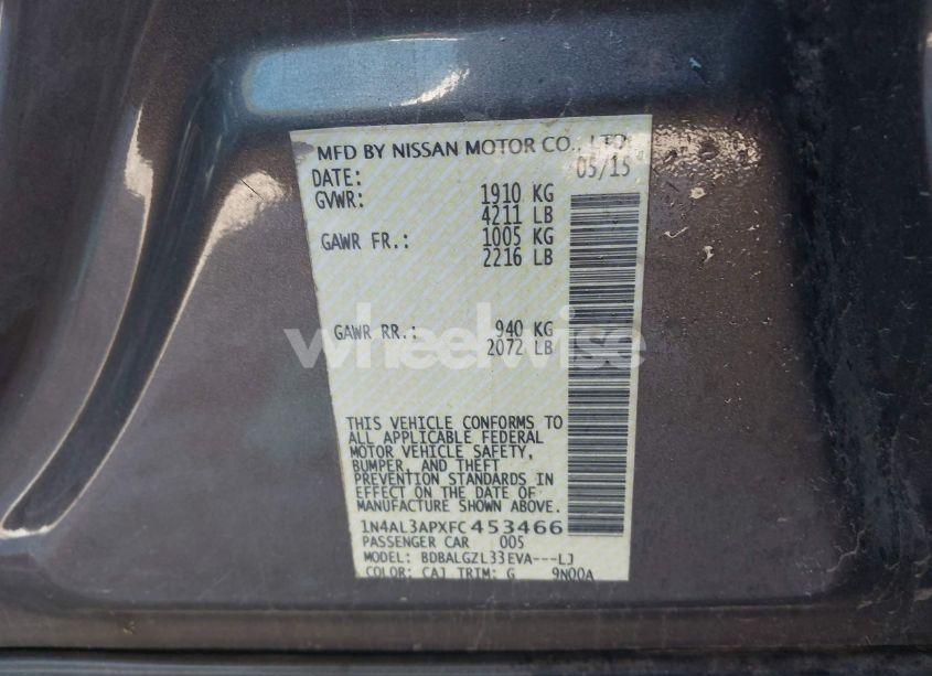 Photo 9 of 2015 Nissan Altima 2.5 S (VIN 1N4AL3APXFC453466)