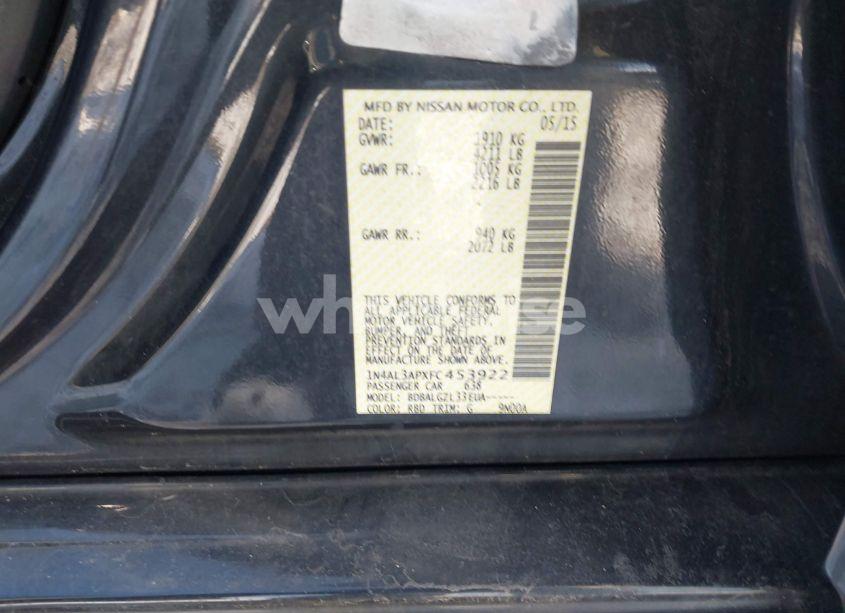 Photo 9 of 2015 Nissan Altima 2.5/2.5 S/2.5 SL/2.5 SV (VIN 1N4AL3APXFC453922)