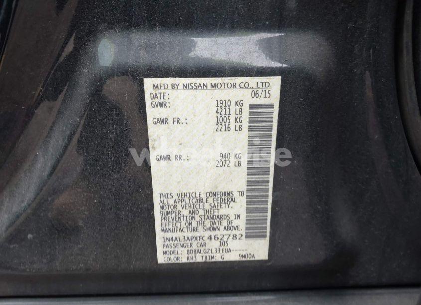 Photo 9 of 2015 Nissan Altima 2.5/2.5 S/2.5 SL/2.5 SV (VIN 1N4AL3APXFC462782)