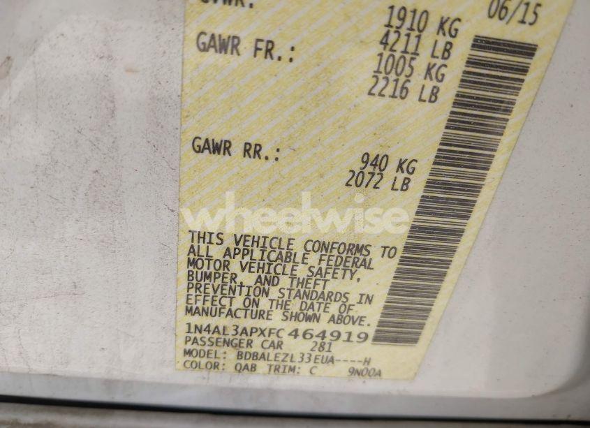 Photo 9 of 2015 Nissan Altima 2.5 S (VIN 1N4AL3APXFC464919)