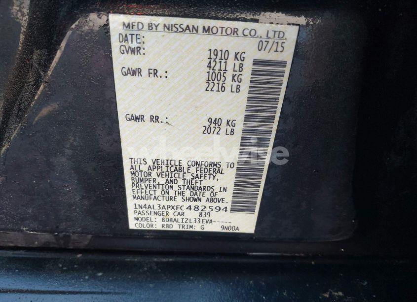 Photo 9 of 2015 Nissan Altima 2.5 SV (VIN 1N4AL3APXFC482594)