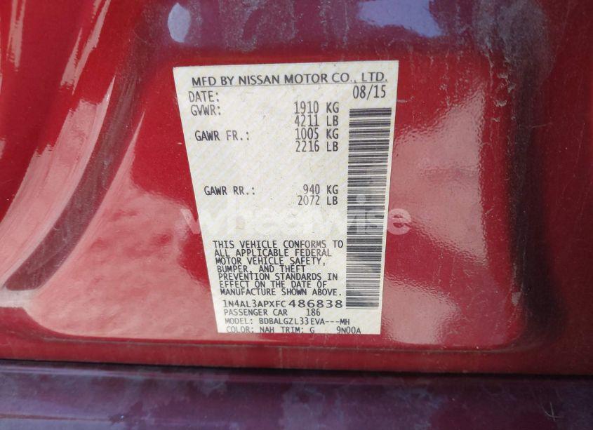 Photo 9 of 2015 Nissan Altima 2.5 S (VIN 1N4AL3APXFC486838)