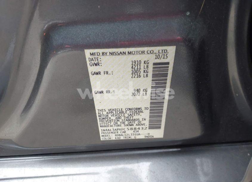 Photo 9 of 2015 Nissan Altima 2.5 SV (VIN 1N4AL3APXFC588432)