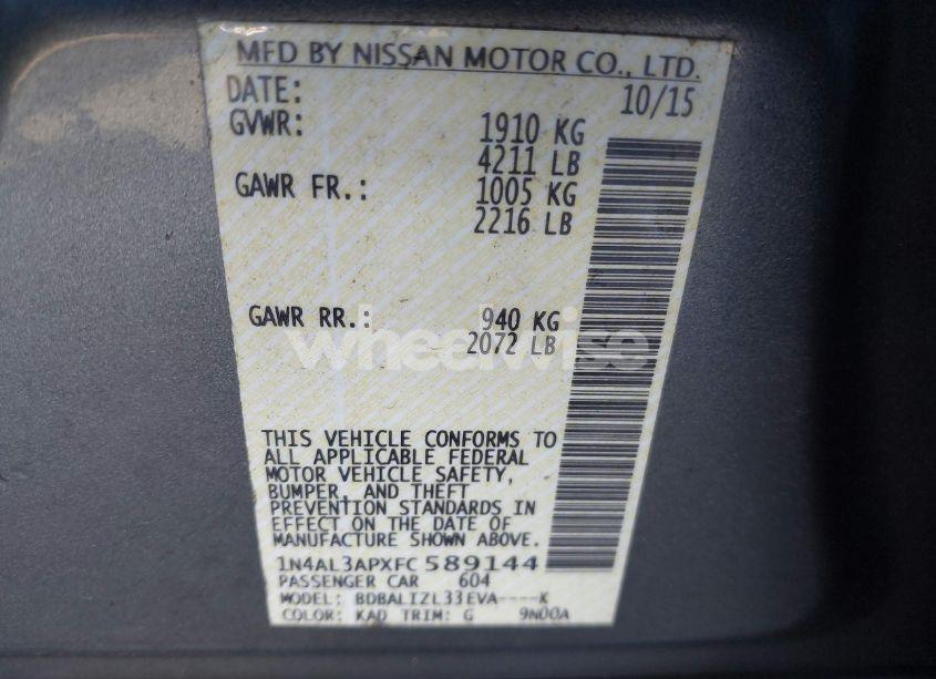 Photo 9 of 2015 Nissan Altima 2.5 SV (VIN 1N4AL3APXFC589144)