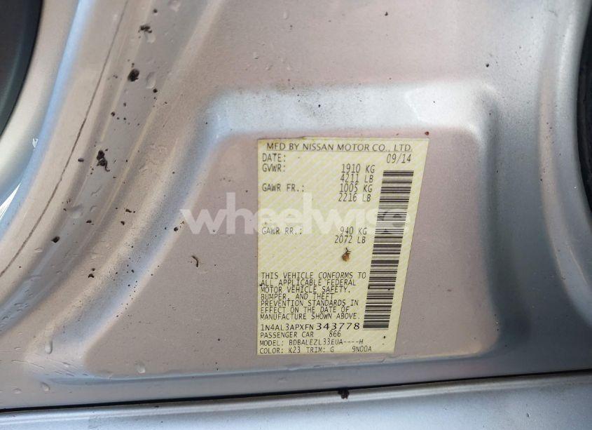 Photo 9 of 2015 Nissan Altima 2.5 S (VIN 1N4AL3APXFN343778)
