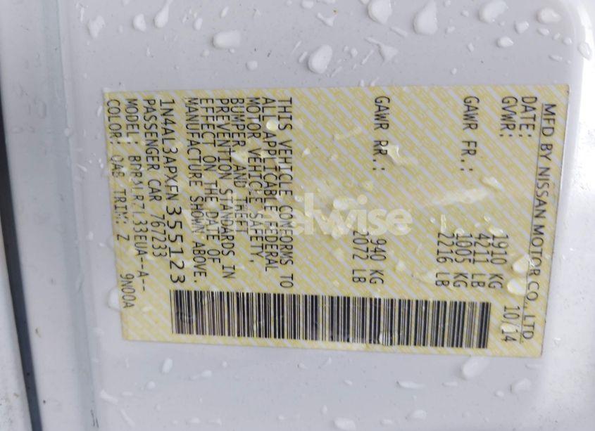 Photo 9 of 2015 Nissan Altima 2.5 SL (VIN 1N4AL3APXFN355123)