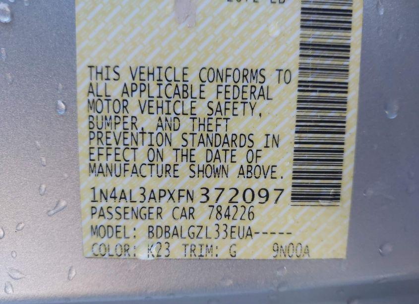 Photo 9 of 2015 Nissan Altima 2.5/2.5 S/2.5 SL/2.5 SV (VIN 1N4AL3APXFN372097)