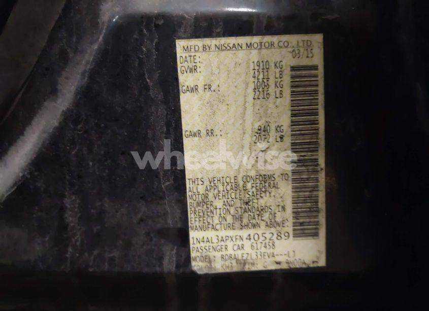 Photo 9 of 2015 Nissan Altima 2.5 S (VIN 1N4AL3APXFN405289)
