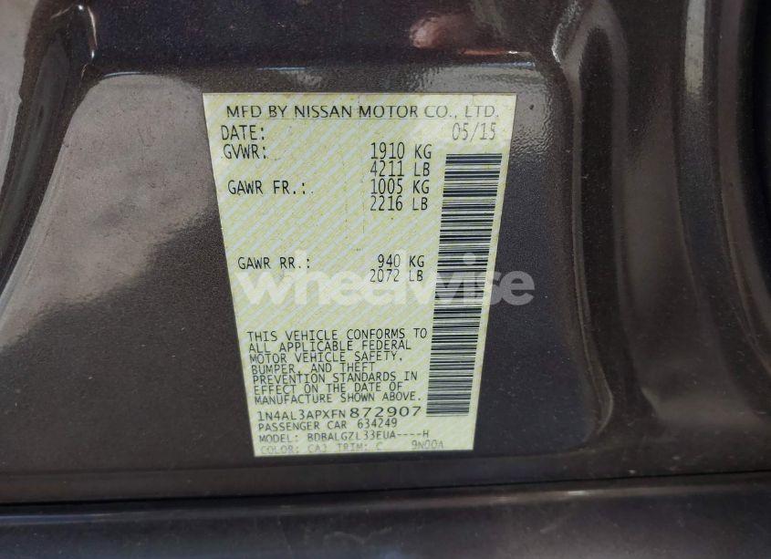 Photo 9 of 2015 Nissan Altima 2.5 S (VIN 1N4AL3APXFN872907)