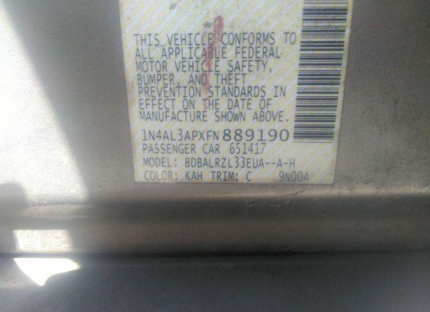 Photo 9 of 2015 Nissan Altima 2.5 SL (VIN 1N4AL3APXFN889190)