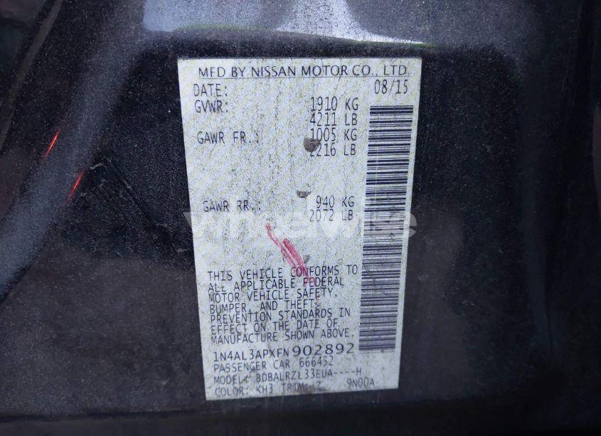 Photo 9 of 2015 Nissan Altima 2.5 SL (VIN 1N4AL3APXFN902892)