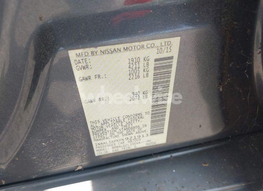 Photo 9 of 2015 Nissan Altima 2.5 S (VIN 1N4AL3APXFN921913)