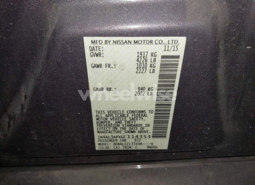 Photo 9 of 2016 Nissan Altima 2.5 SV (VIN 1N4AL3APXGC114353)