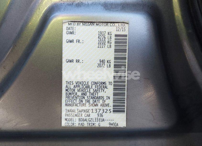 Photo 9 of 2016 Nissan Altima 2.5 S (VIN 1N4AL3APXGC137325)