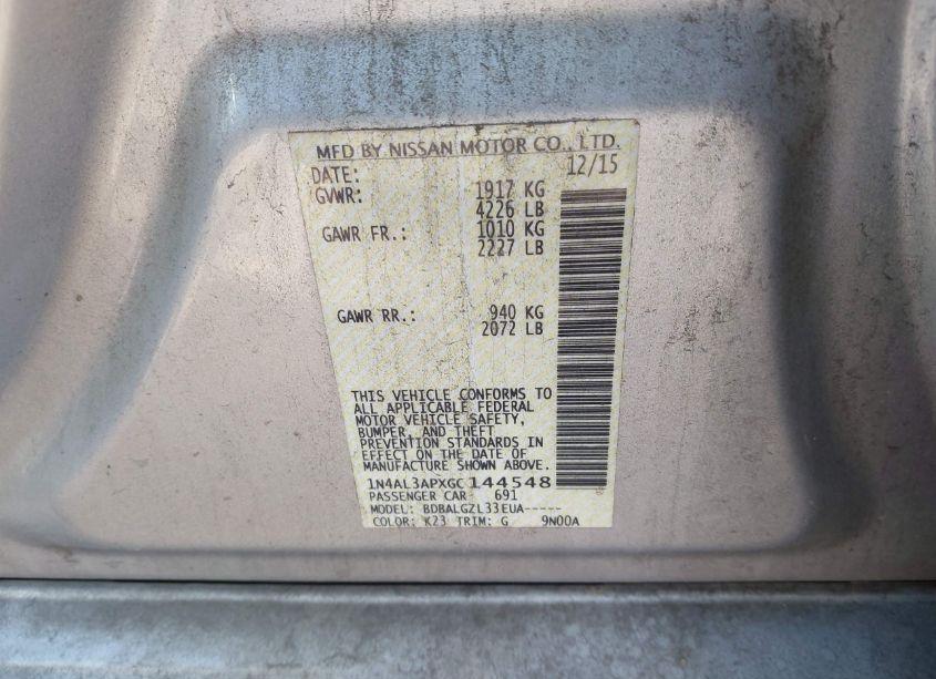 Photo 9 of 2016 Nissan Altima 2.5 S (VIN 1N4AL3APXGC144548)