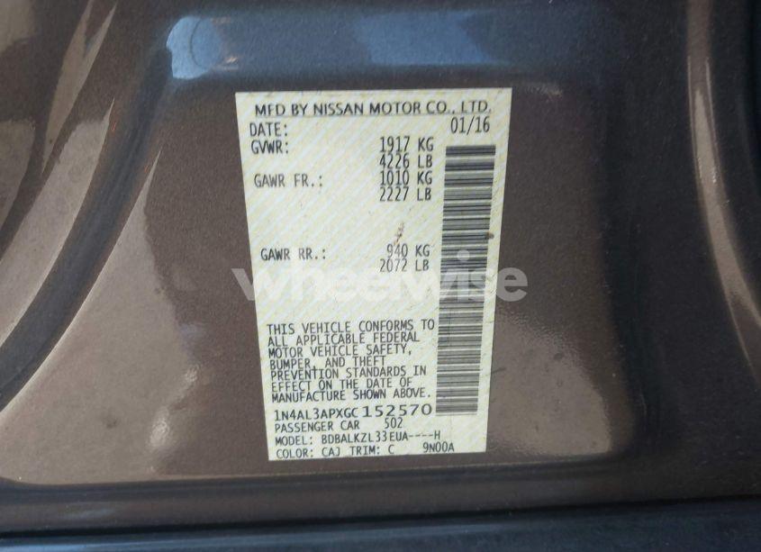 Photo 9 of 2016 Nissan Altima 2.5 SV (VIN 1N4AL3APXGC152570)