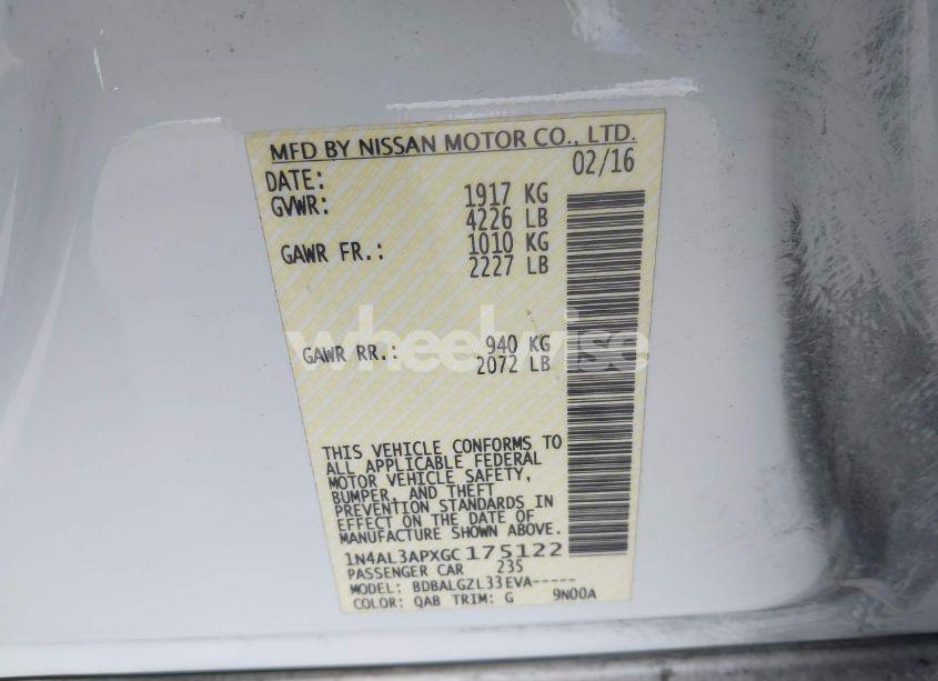 Photo 9 of 2016 Nissan Altima 2.5/2.5 S/2.5 SL/2.5 SR/2.5 SV (VIN 1N4AL3APXGC175122)