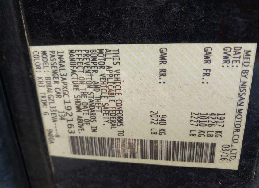 Photo 9 of 2016 Nissan Altima 2.5 S (VIN 1N4AL3APXGC192163)