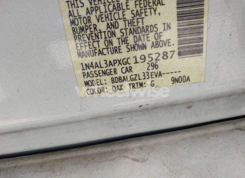 Photo 9 of 2016 Nissan Altima 2.5/2.5 S/2.5 SL/2.5 SR/2.5 SV (VIN 1N4AL3APXGC195287)