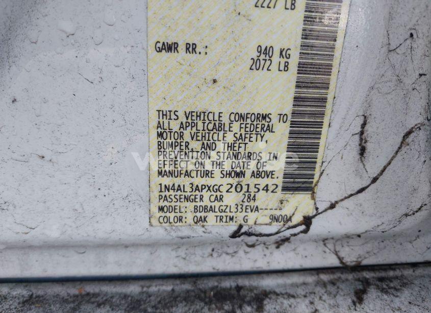 Photo 9 of 2016 Nissan Altima 2.5/2.5 S/2.5 SL/2.5 SR/2.5 SV (VIN 1N4AL3APXGC201542)