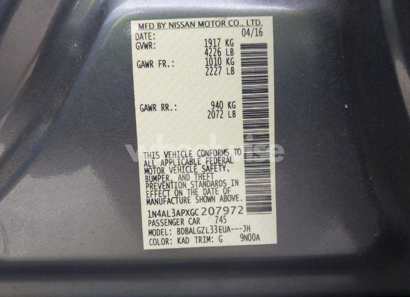 Photo 9 of 2016 Nissan Altima 2.5 S (VIN 1N4AL3APXGC207972)