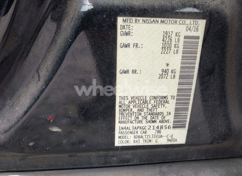 Photo 9 of 2016 Nissan Altima 2.5 SL (VIN 1N4AL3APXGC214856)