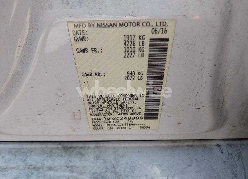 Photo 9 of 2016 Nissan Altima 2.5/2.5 S/2.5 SL/2.5 SR/2.5 SV (VIN 1N4AL3APXGC248988)