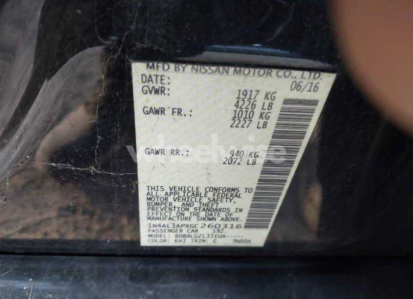 Photo 9 of 2016 Nissan Altima 2.5 S (VIN 1N4AL3APXGC260316)