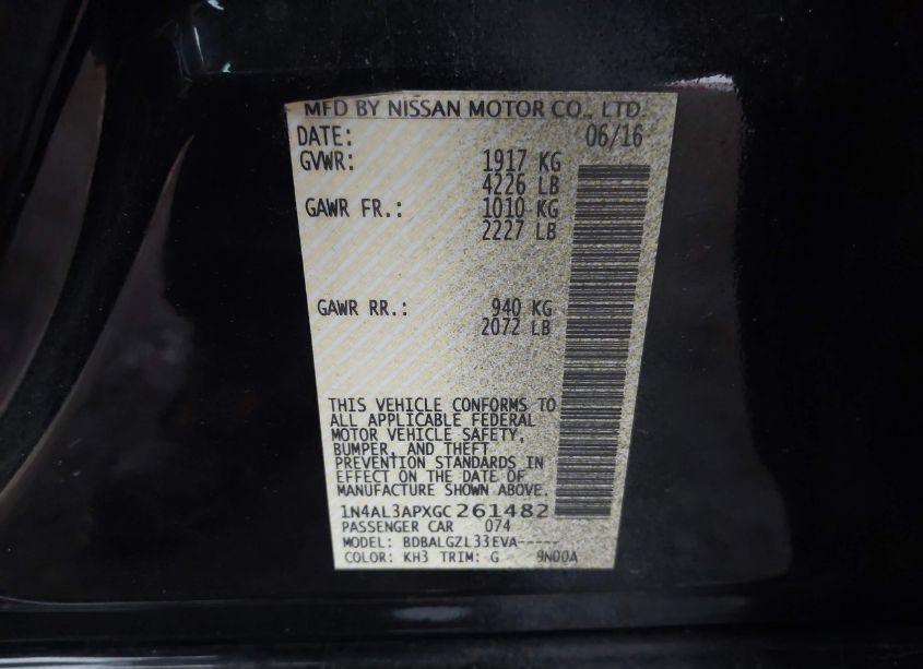 Photo 9 of 2016 Nissan Altima 2.5/2.5 S/2.5 SL/2.5 SR/2.5 SV (VIN 1N4AL3APXGC261482)