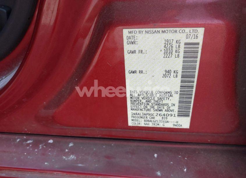 Photo 9 of 2016 Nissan Altima 2.5 S (VIN 1N4AL3APXGC264091)