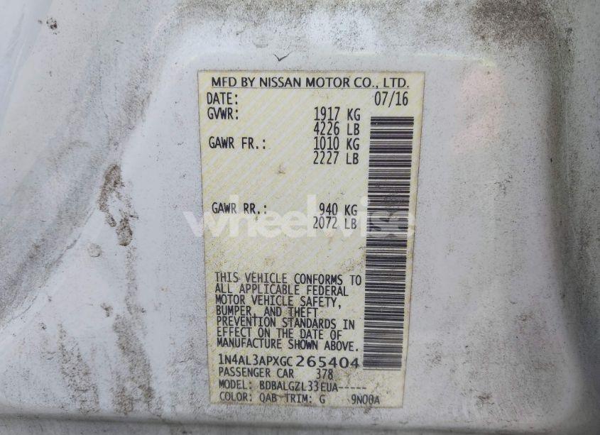 Photo 9 of 2016 Nissan Altima 2.5 S (VIN 1N4AL3APXGC265404)