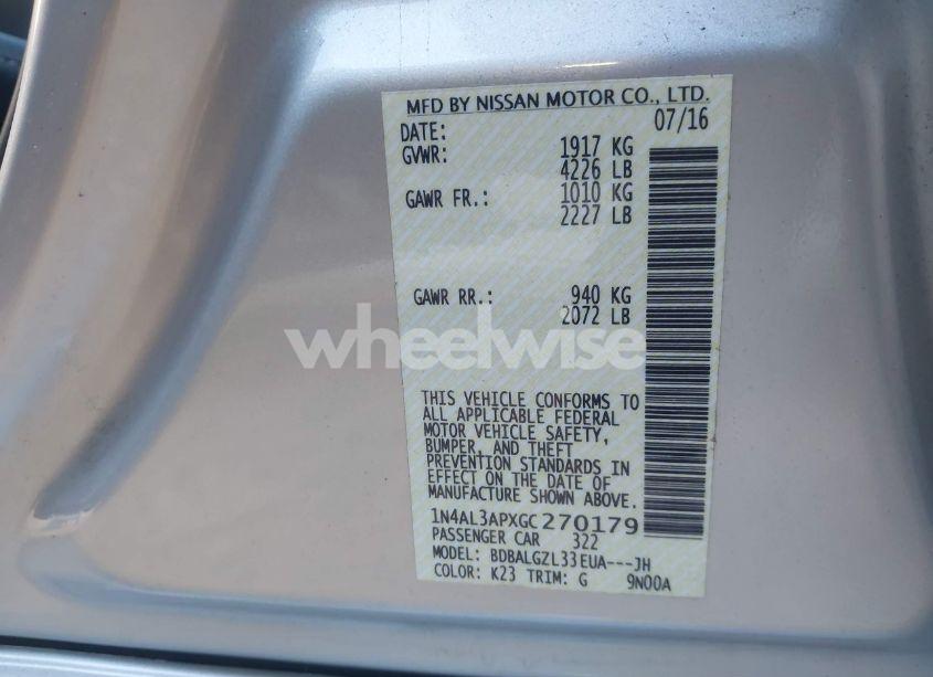 Photo 9 of 2016 Nissan Altima 2.5 S (VIN 1N4AL3APXGC270179)