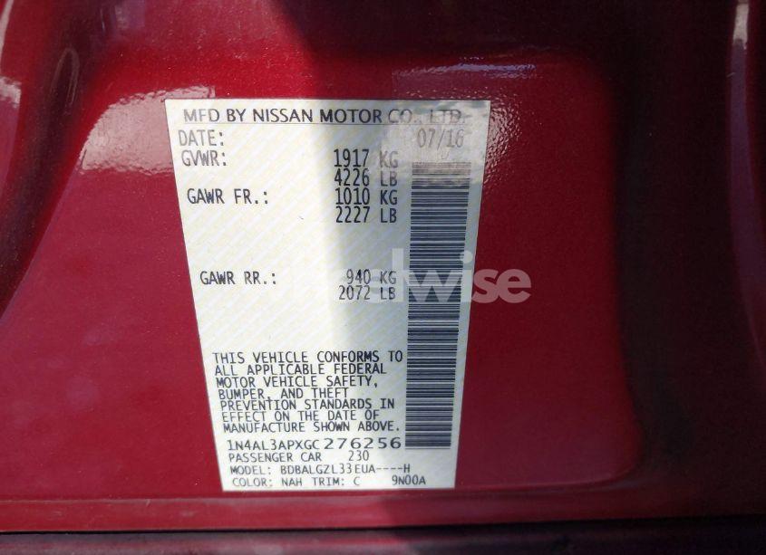 Photo 9 of 2016 Nissan Altima 2.5 S (VIN 1N4AL3APXGC276256)
