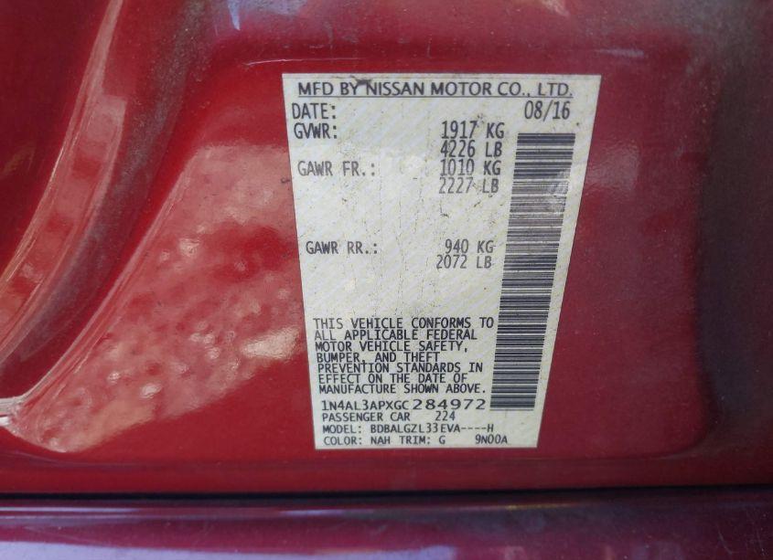 Photo 9 of 2016 Nissan Altima 2.5 S (VIN 1N4AL3APXGC284972)