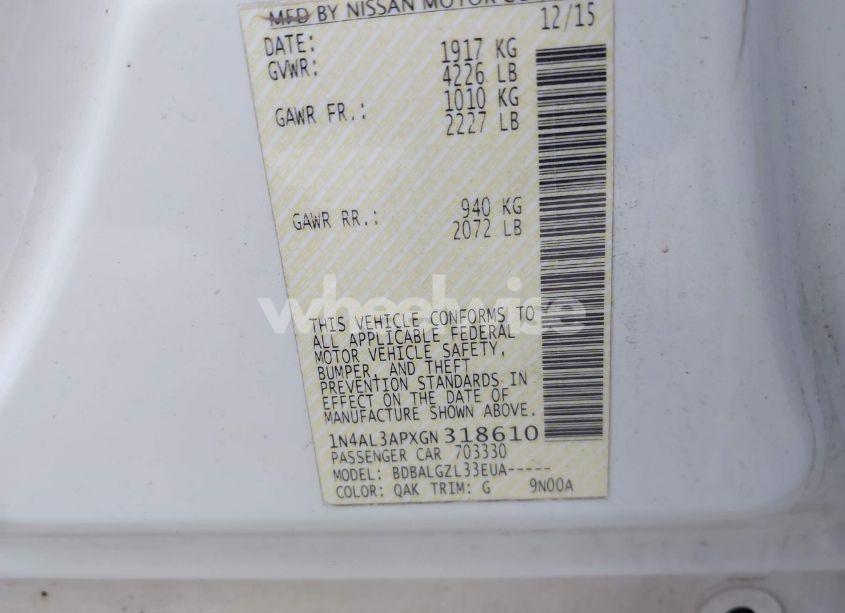 Photo 9 of 2016 Nissan Altima 2.5/2.5 S/2.5 SL/2.5 SR/2.5 SV (VIN 1N4AL3APXGN318610)