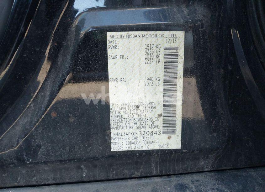 Photo 9 of 2016 Nissan Altima 2.5/2.5 S/2.5 SL/2.5 SR/2.5 SV (VIN 1N4AL3APXGN320843)