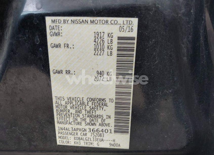 Photo 9 of 2016 Nissan Altima 2.5 S (VIN 1N4AL3APXGN366401)