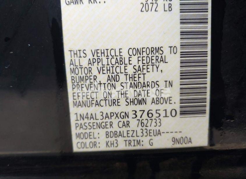 Photo 9 of 2016 Nissan Altima 2.5 S (VIN 1N4AL3APXGN376510)