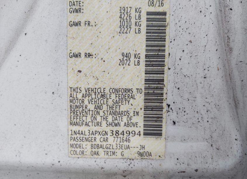 Photo 9 of 2016 Nissan Altima 2.5 S (VIN 1N4AL3APXGN384994)