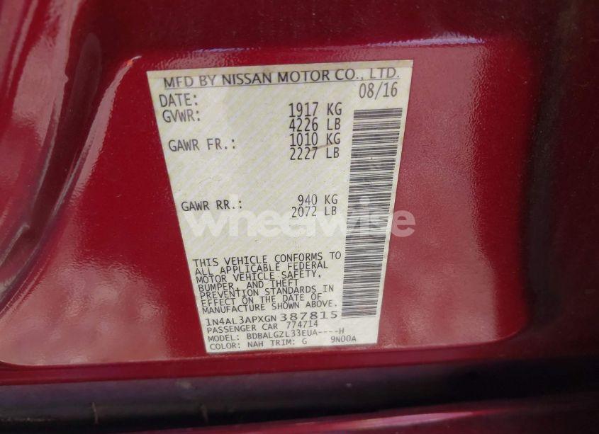 Photo 9 of 2016 Nissan Altima 2.5 S (VIN 1N4AL3APXGN387815)