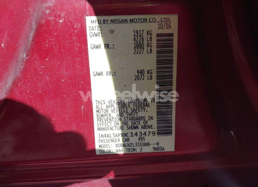 Photo 9 of 2017 Nissan Altima 2.5 SR (VIN 1N4AL3APXHC143479)